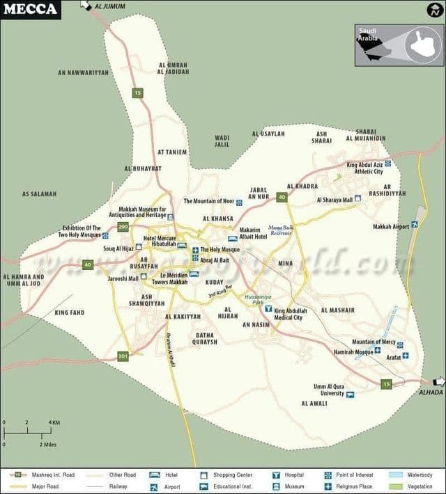 Mecca (Makkah) sights map